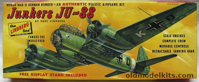 Lindberg 1/64 Junkers Ju-88, 545-98 plastic model kit